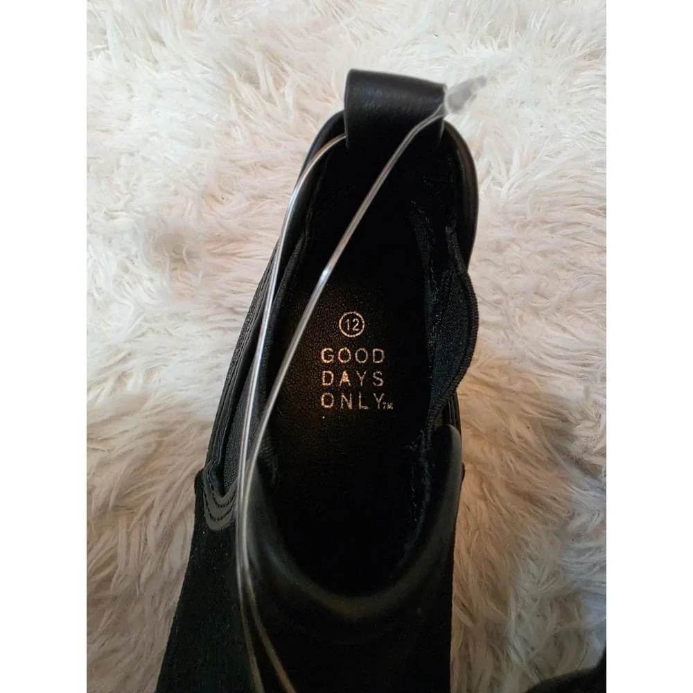NWT Good Days Only Kids Chelsea Sneaker Boots - Black Suede & Glitter - Size 12